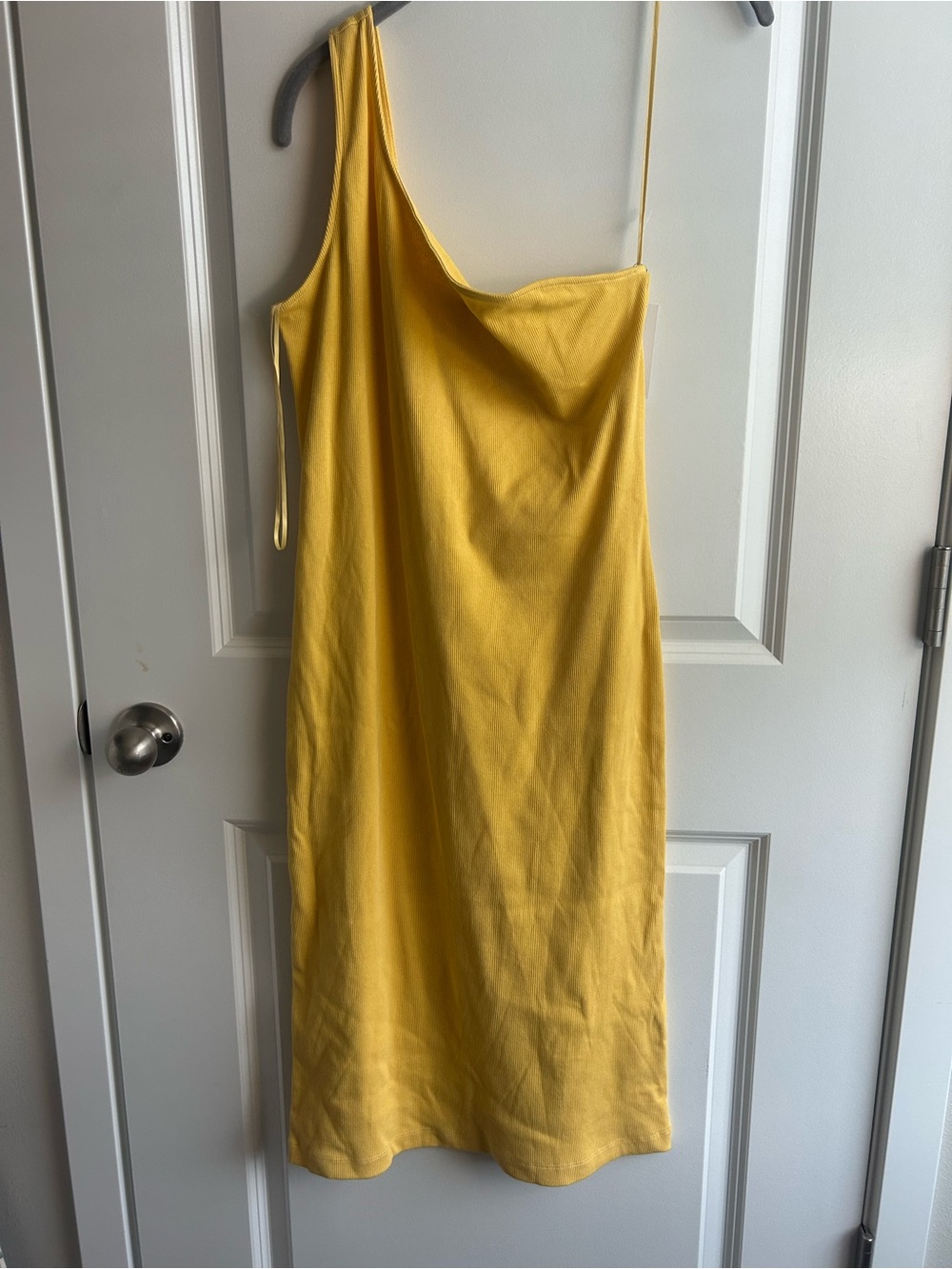Nine West Bright Yellow One-Shoulder Slip Dress